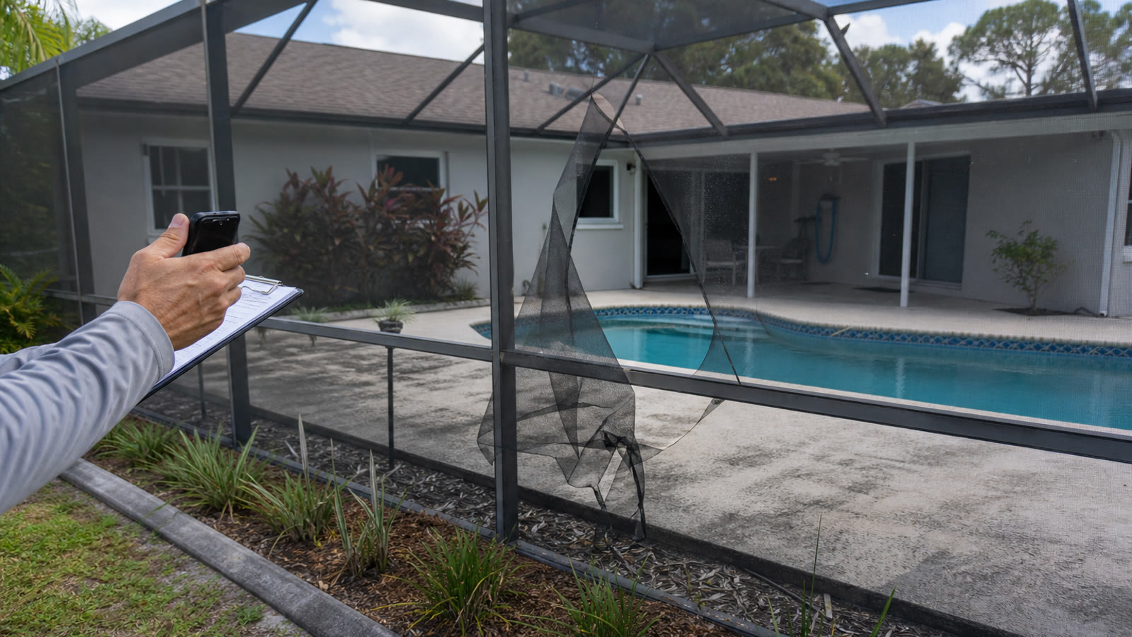 Orlando Pool Screen Repair closeup around Orlando property
