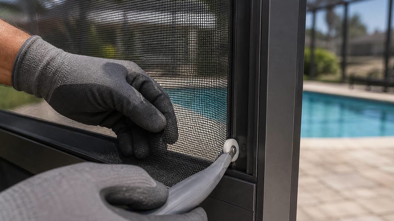 Pool Screen Panel Replacement Closeup near Orlando